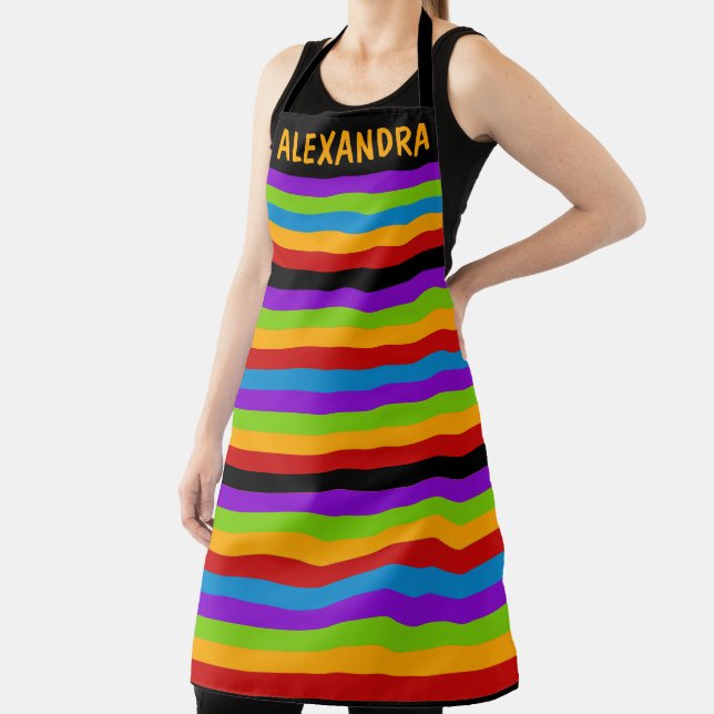 Touch of Black Rainbow Stripe Custom Apron (Insitu)