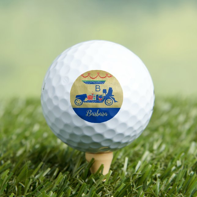 Touch of Christmas Golf Cart Monogram Name Balls (Insitu Tee)