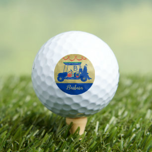 Touch of Christmas Golf Cart Monogram Name Golf Balls