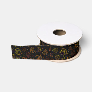 Touch of Elegance Copper Leaves on Black Grosgrain Ribbon