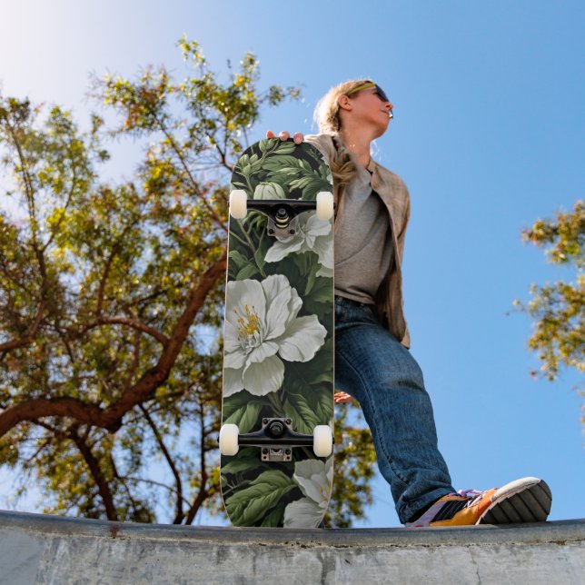 Touch of Exotic Elegance: Ride the Floral Fantasy Skateboard (Outdoor 1)