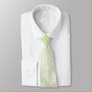 Touch of Green Floral Embroidered Look Tie