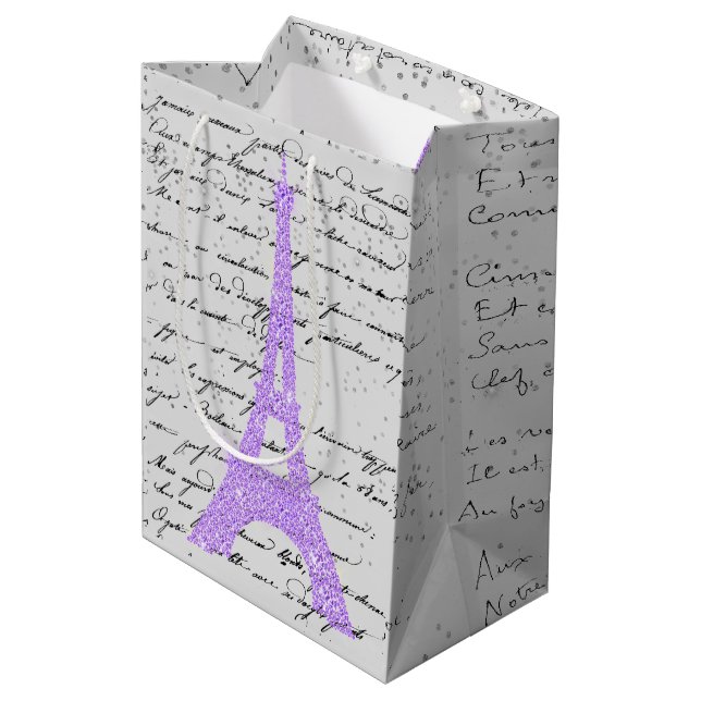 Touch of Purple Eiffel Tower Medium Gift Bag (Back Angled)