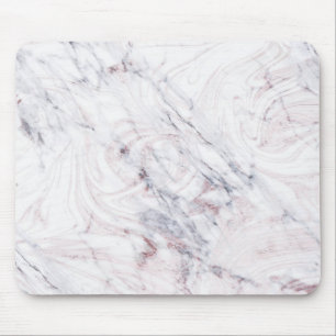Touch of Rose White Grey Marble Swirl Chic Trendy Mouse Mat