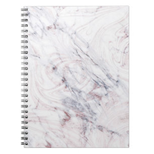 Touch of Rose White Grey Marble Swirl Chic Trendy Notebook