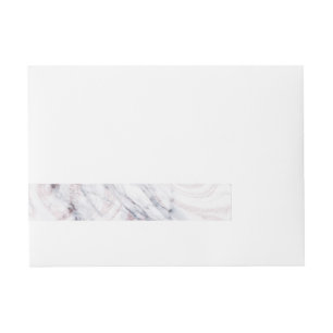 Touch of Rose White & Grey Marble Swirl Chic Wraparound Address Label