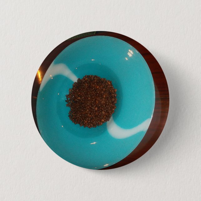 Touch of the Sea: A Cyan Bowl of Coffee 6 Cm Round Badge (Front)