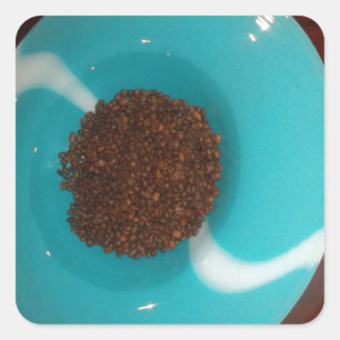 Touch of the Sea: A Cyan Bowl of Coffee Square Sticker