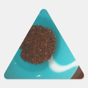 Touch of the Sea: A Cyan Bowl of Coffee Triangle Sticker