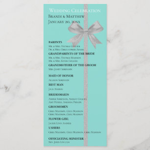 Touch Silver Wedding Suite Bridal Party Ceremony Programme