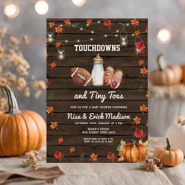 Touchdown and Tiny Toes Football Milk Baby Shower Invitation (Creator Uploaded)