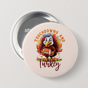 Touchdown and Turkey Thanksgiving 7.5 Cm Round Badge