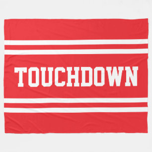 TOUCHDOWN Athletic Brown White Text Racing Stripes Fleece Blanket