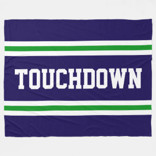 TOUCHDOWN Athletic Brown White Text Racing Stripes Fleece Blanket