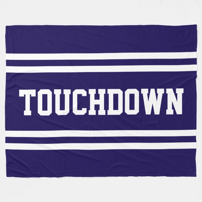 TOUCHDOWN Athletic Navy White Text Racing Stripes Fleece Blanket (Front (Horizontal))