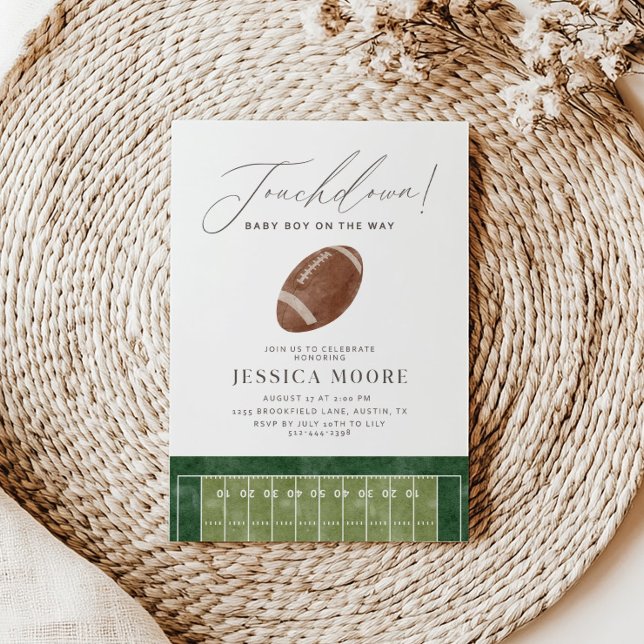 Touchdown Baby Boy on the Way Football Baby Shower Invitation (Creator Uploaded)