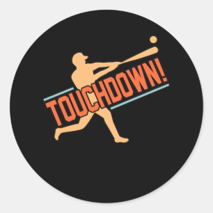 Touchdown Baseball Player Sports Lover Coach Graph Classic Round Sticker