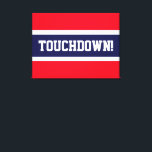 TOUCHDOWN Bright Red White Navy Blue Stripes Canvas Print<br><div class="desc">This sporty football design features bold TOUCHDOWN! text inside a wide navy blue centre stripe against a bright red background.   The text can be personalised.</div>