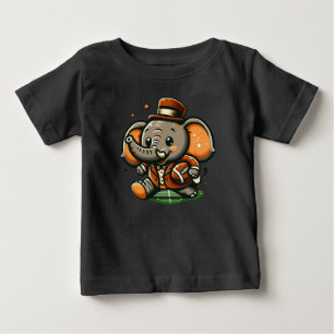 Touchdown Elephant: Cartoon Football Baby T-Shirt