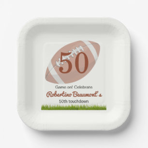 Touchdown Fifty Funny Football 50th Birthday Paper Plate