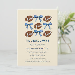 Touchdown Football  and Bows Baby Shower  Invitation