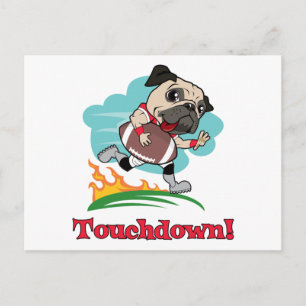 Touchdown Football Pug Tees and Gifts Postcard