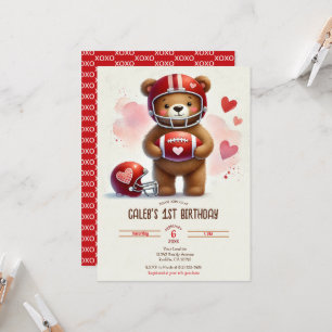Touchdown Football Teddy Bear Valentine's Day Card
