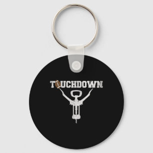 Touchdown Funny Football And Wine Lovers Gift Key Ring