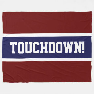 TOUCHDOWN Navy Blue Bold Red White Stripes Fleece Blanket
