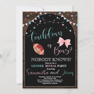 Touchdown or Bows Gender Reveal Party Invitation