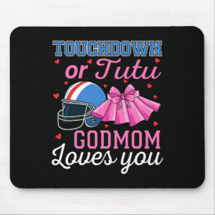 Touchdown Or Tutu Godmom Loves You Football Gender Mouse Mat