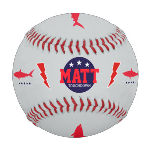 touchdown personalised with sharks and bolts baseball