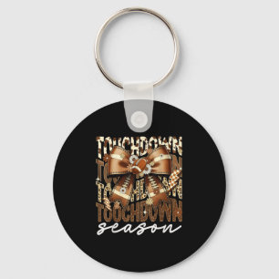 Touchdown Season American Football Bow Game Day Key Ring