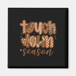 Touchdown Season Footll Checkered Footll Game Day Magnet