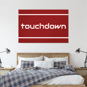 TOUCHDOWN Sleek Sporty Text Stripes On Deep Red Canvas Print