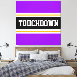 TOUCHDOWN Sporty Black Bright Purple Stripes Canvas Print