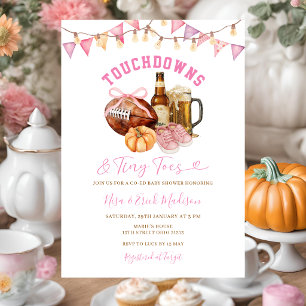 Touchdown Tiny Toes Football Couples Baby Shower Invitation