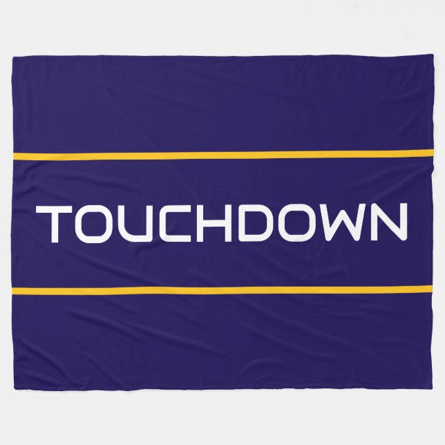 TOUCHDOWN White Text Golden Orange Navy Stripes  Fleece Blanket (Front (Horizontal))