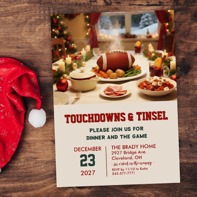Touchdowns and Tinsel Dinner Invitation (Creator Uploaded)