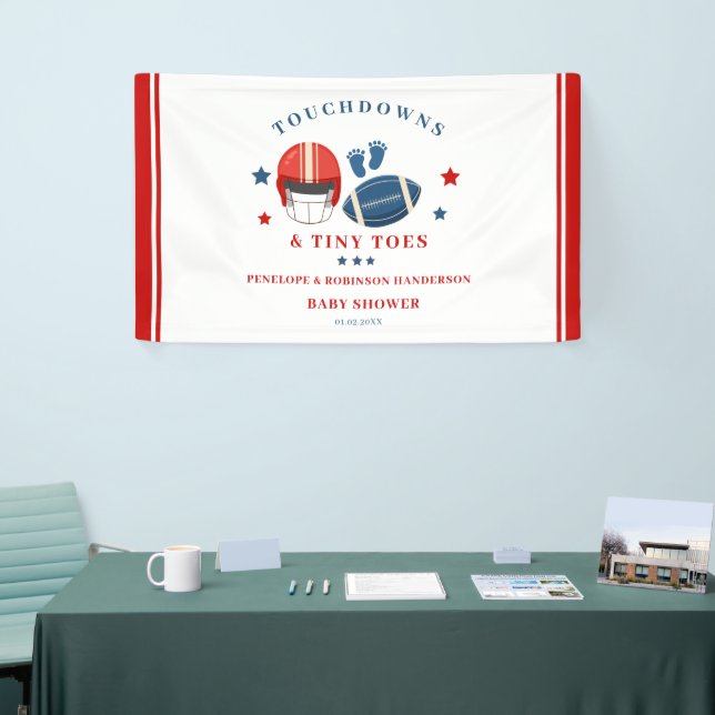 Touchdowns and Tiny toes, Football baby shower Banner (Tradeshow)