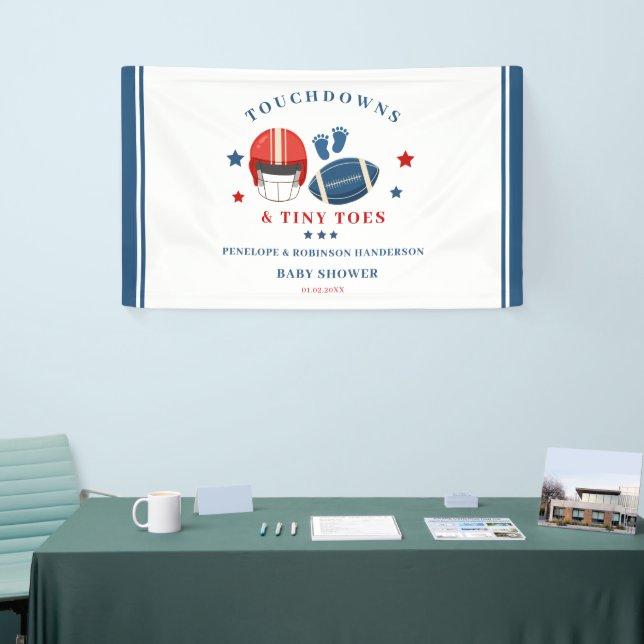 Touchdowns and Tiny toes, Football baby shower Banner (Tradeshow)
