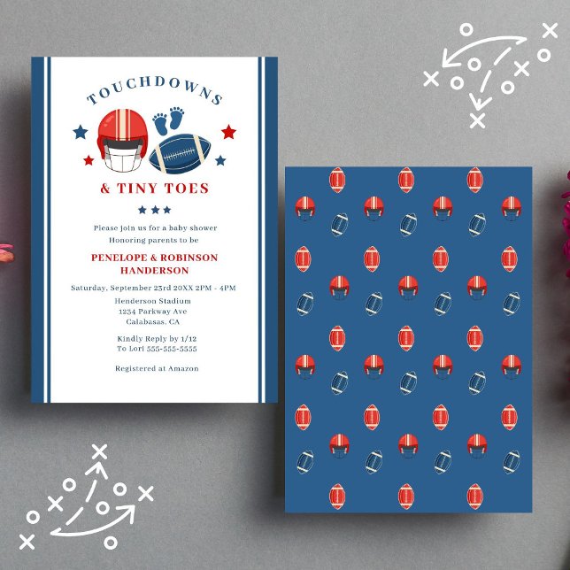 Touchdowns and Tiny toes, Football baby shower Invitation (Creator Uploaded)