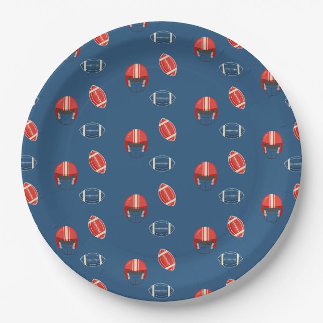 Touchdowns and Tiny toes, Football baby shower Paper Plate (Front)