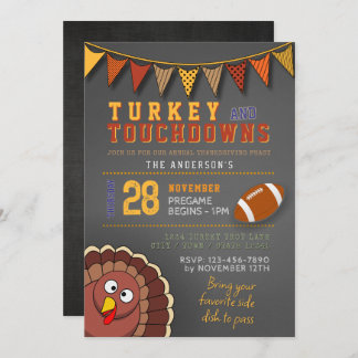 Touchdowns and Turkey Thanksgiving Game Day Invite