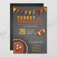 Touchdowns and Turkey Thanksgiving Game Day Invite
