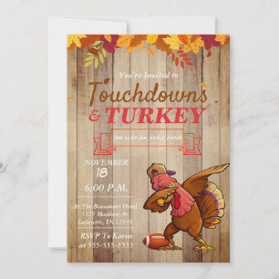 Touchdowns and Turkey Thanksgiving Invitation