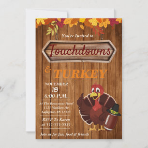 Touchdowns and Turkey Thanksgiving Invitation