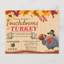 Touchdowns and Turkey Thanksgiving Invitation