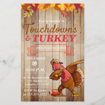Touchdowns and Turkey Thanksgiving Invitation