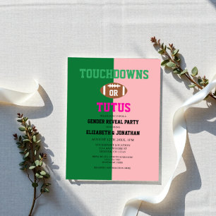 Touchdowns or Tutus Gender Reveal Acrylic Invitations